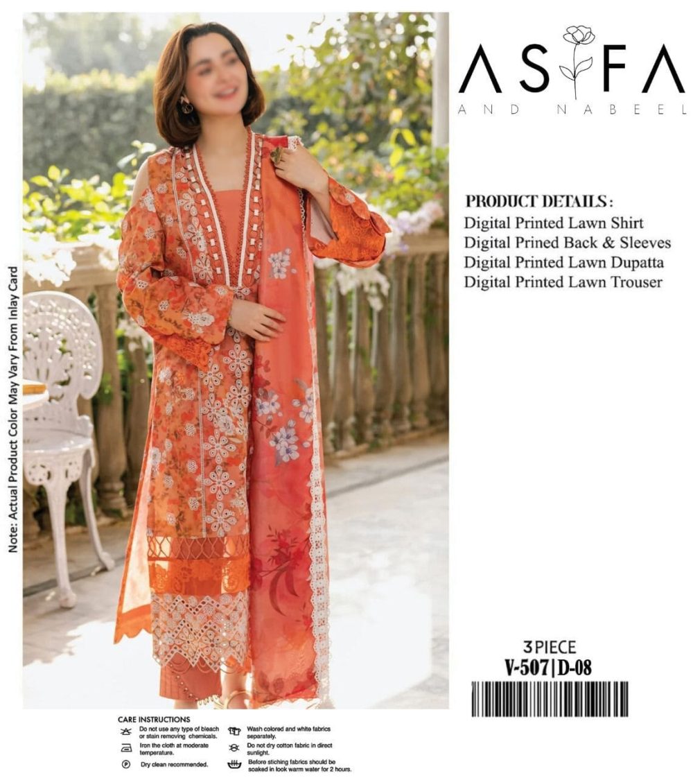 Asifa & Nabeel – Embroidered Multi Color Lawn Suit with Voile Dupatta - Image 2