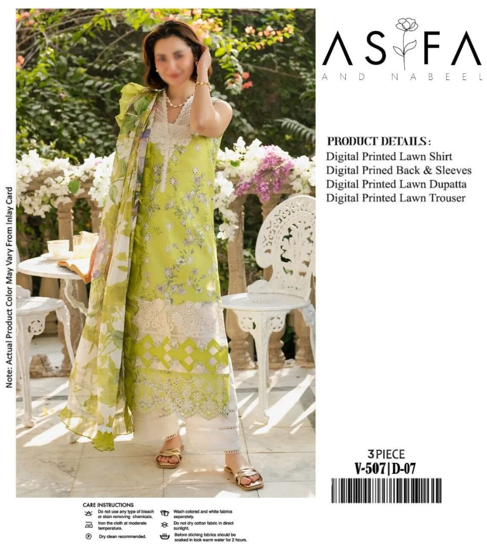 Asifa & Nabeel – Embroidered Multi Color Lawn Suit with Voile Dupatta - Image 4