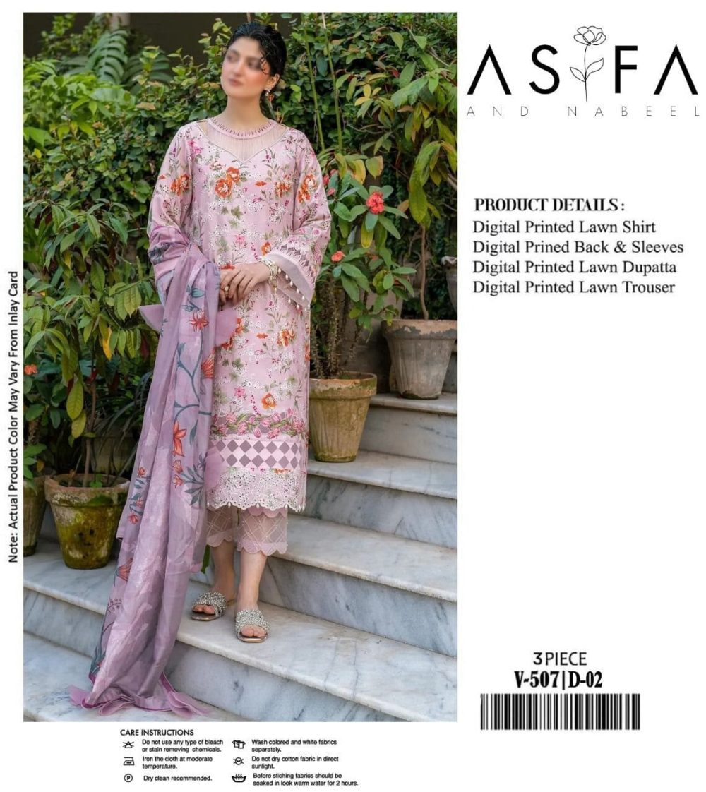 Asifa & Nabeel – Embroidered Multi Color Lawn Suit with Voile Dupatta - Image 5