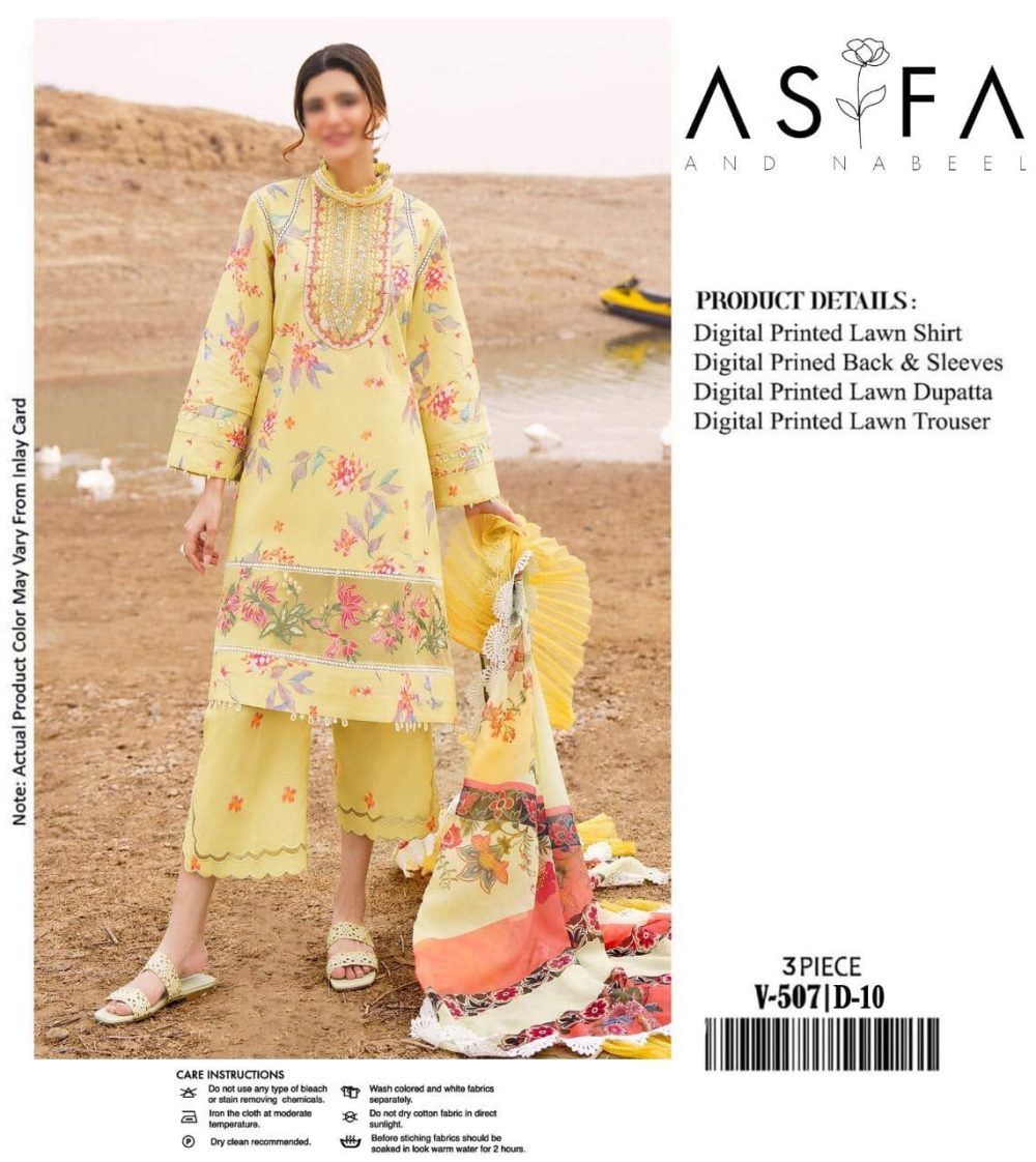 Asifa & Nabeel – Embroidered Multi Color Lawn Suit with Voile Dupatta - Image 6