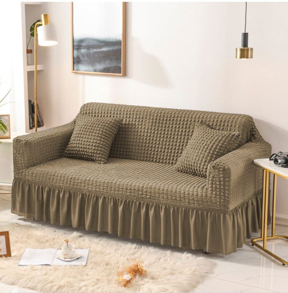beige Stretchable Sofa Cover – Bubble Design