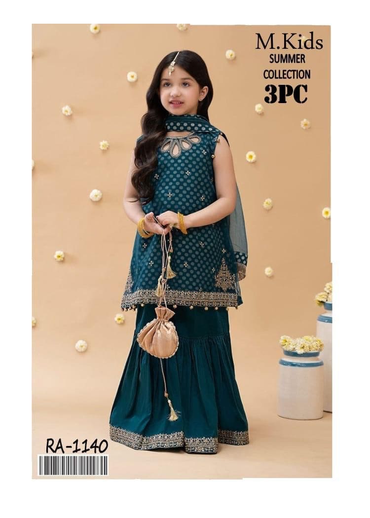 M.Kids Unstitched Zinc Embroidered Lawn 3 Piece