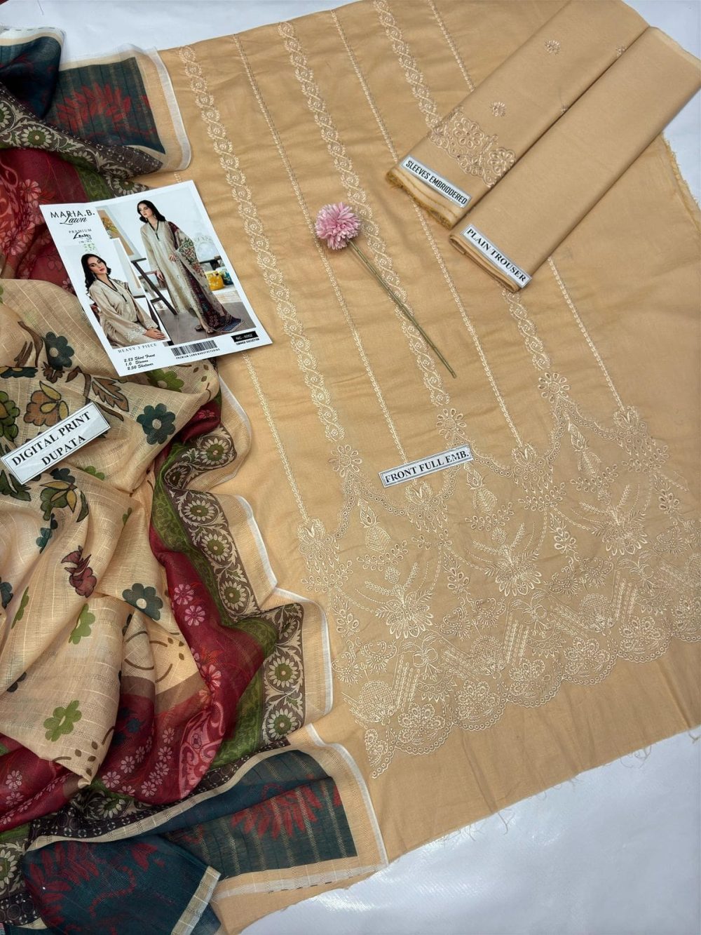 Maria B 3pc Embroidered Lawn Suit 6062 - Image 3