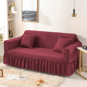 Mehroon Persian Jersey Sofa Fitted Cover – Bubble Texture