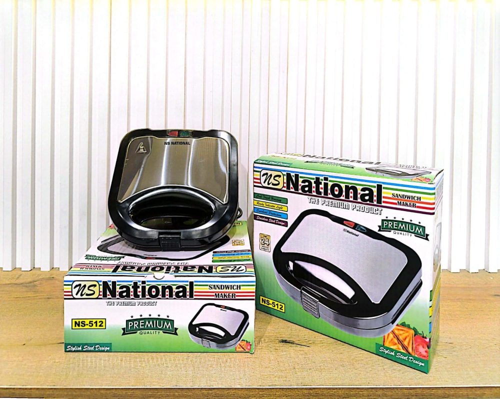 National NS-512 Sandwich Maker – 2 Slice with Cool Touch Body and Non-Stick Plates