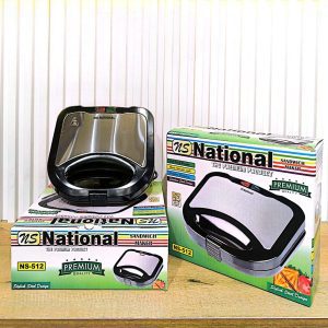 National NS-512 Sandwich Maker – 2 Slice with Cool Touch Body and Non-Stick Plates