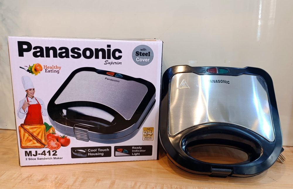 Panasonic MJ-412 Sandwich Maker with Steel Cover – 2 Slice, 4 Sandwich Output, Cool Touch Body