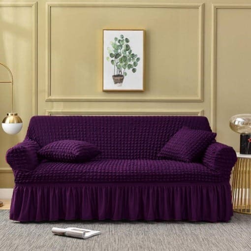 Purple Jersey Fitted Sofa Cover – Bubble Design