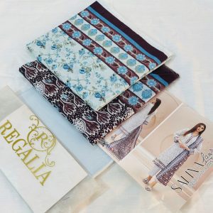 Safina Regalia Design 01 – Ferozi Brown Printed 3 Piece Lawn Suit with Lawn Dupatta (Unstitched 2025 Collection)