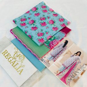 Safina Regalia Design 10 – Ferozi Green Printed 3 Piece Lawn Suit with Lawn Dupatta (Unstitched – 2025 Collection)