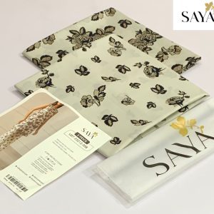 Saya cream brown printed lawn suit