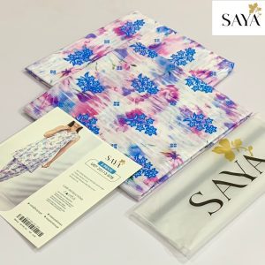 Saya pink blue printed lawn suit
