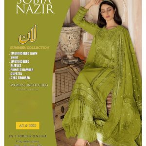 Sobia Nazir 3 Piece Embroidered Lawn Suit with Bamber Chiffon Dupatta – Code 1085