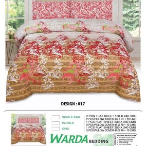 Multicolor Warda 3-piece cotton bed sheet with pillow covers – king size