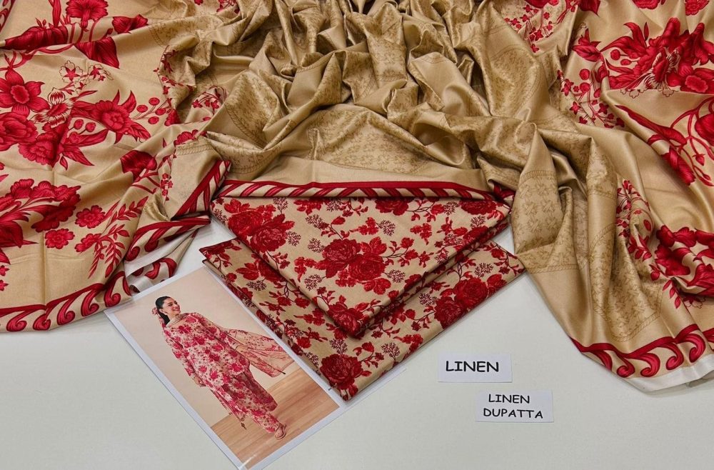 Linen Collection 2025 – 3 Piece Printed Suit with Digital Dupatta (Multi Designs) - Image 3