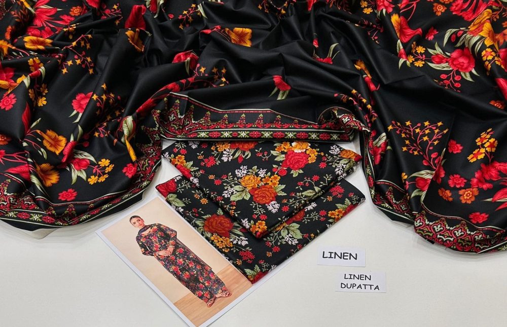 Linen Collection 2025 – 3 Piece Printed Suit with Digital Dupatta (Multi Designs) - Image 4
