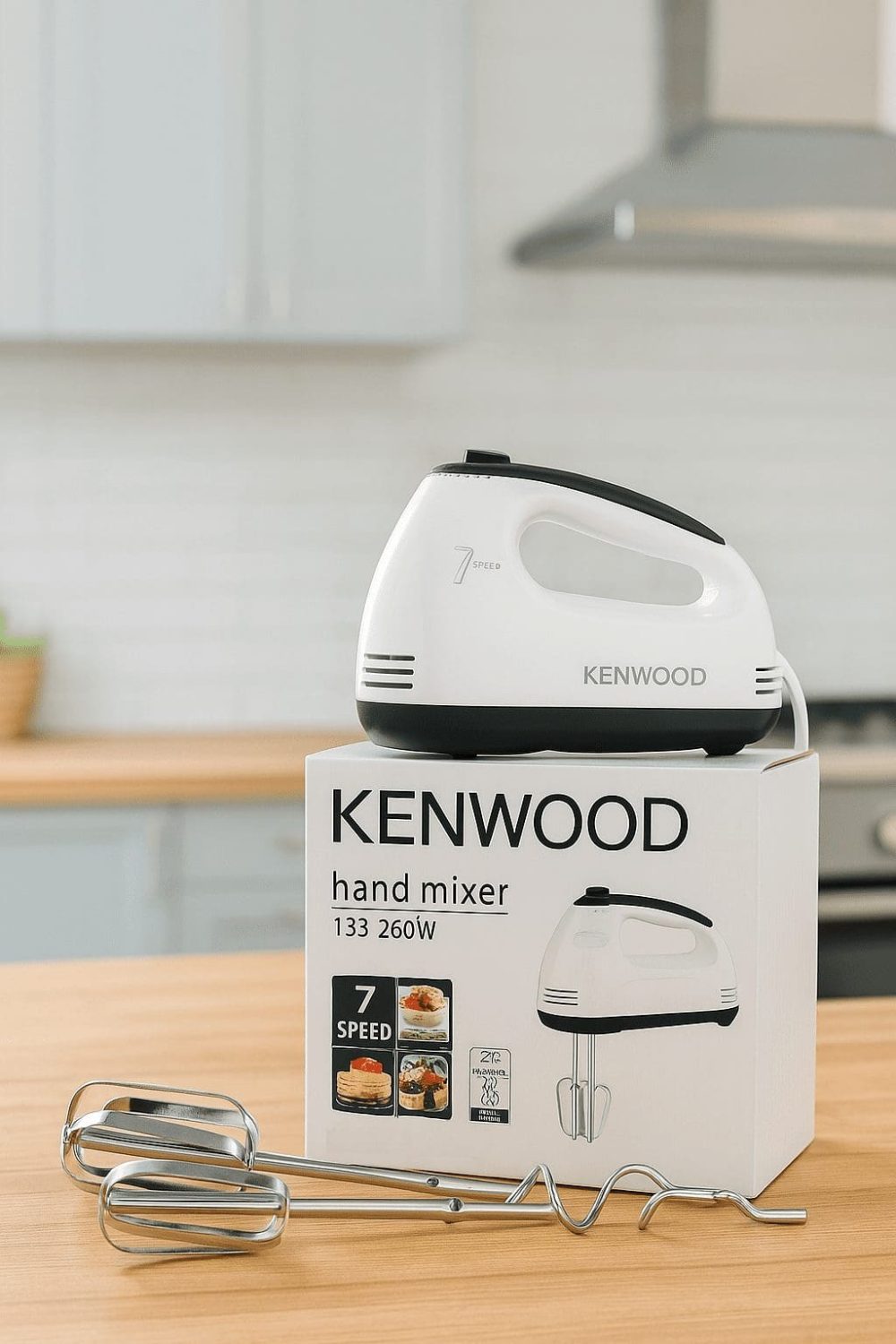 Kenwood Hand Mixer 133 – 260W Electric Beater with 7 Speed and Stainless Steel Attachments