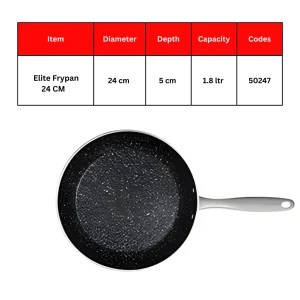 Sonex Nonstick Frypan 24CM Black – Front View