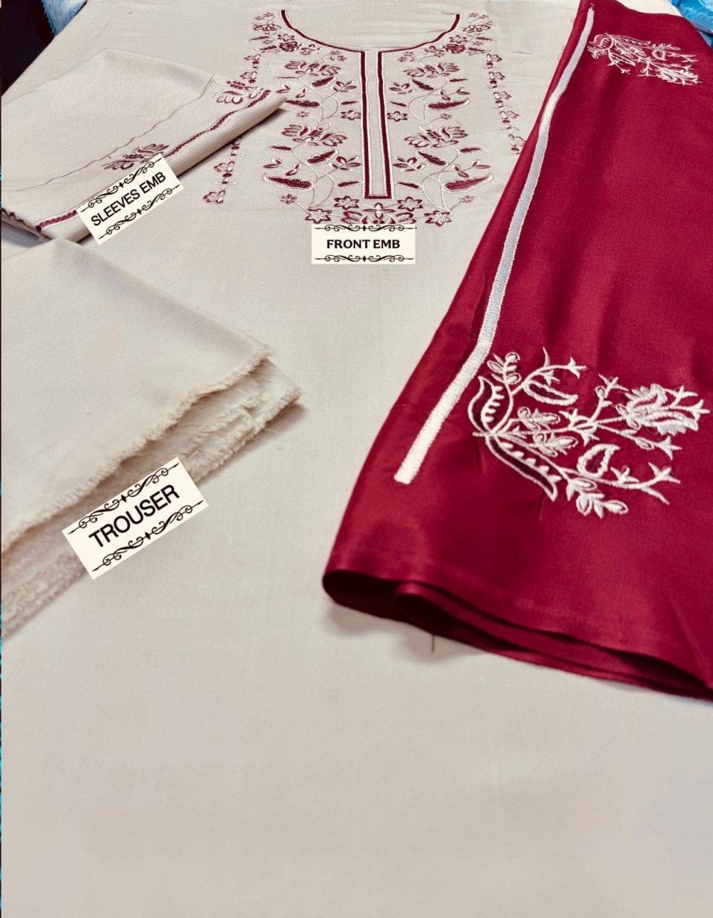 ASLING 3 Piece Winter Dhanak Suit with Embroidered Shawl – Code 7206 - Image 3