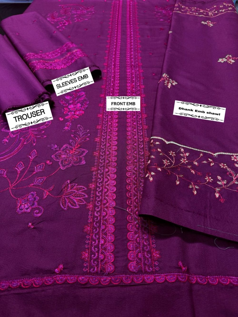 Sobia Nazir Unstitched 3 Piece Dhanak Embroidered – D7186 - Image 4
