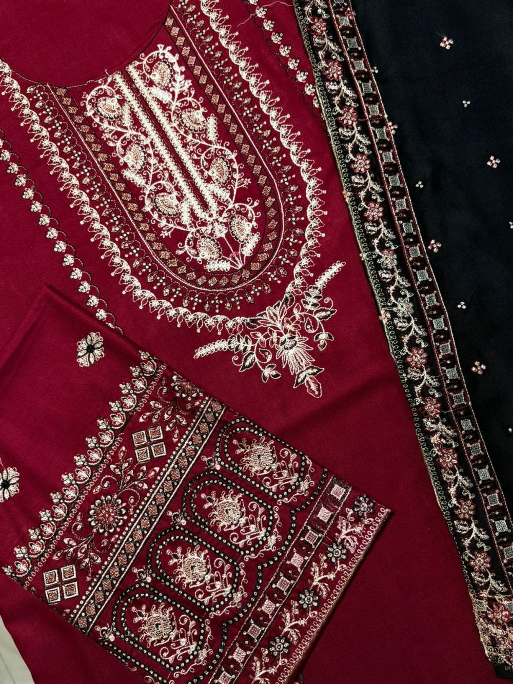 BATIK 7218 3pc Suit with Sequins and Thread Embroidery