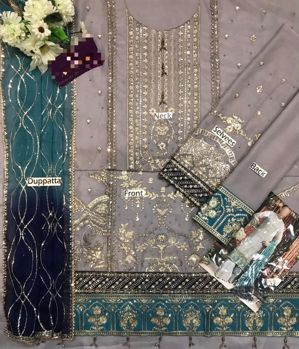 Adan Libas – Chiffon Embroidered Suit Rang-e-Mehfil 005 - Image 4