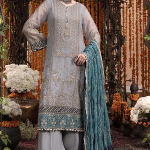 Adan Libas chiffon embroidered unstitched suit Rang-e-Mehfil 005 with pearl work and dupatta