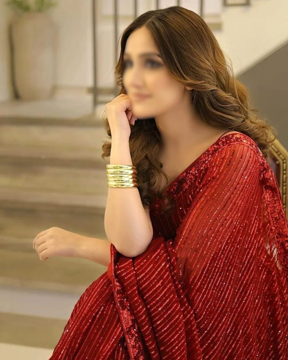 Aiza Maroon Semi-Pure Chiffon Embroidered Saree - Image 2