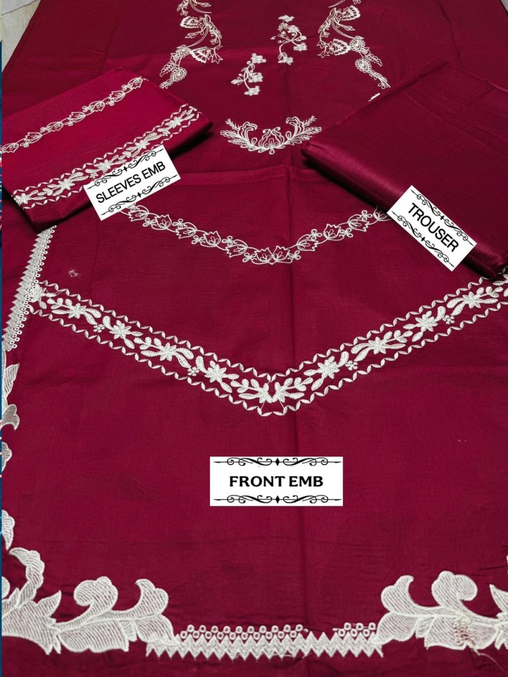Unstitched Batik 2-piece Dhanak Suit with Embroidery