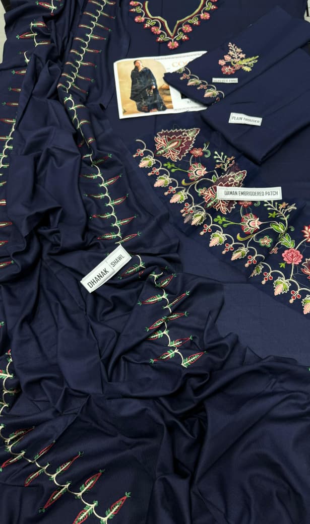Coco by Zara Shah 459 – Embroidered Dhanak 3 Piece Suit with Dupatta - Image 3