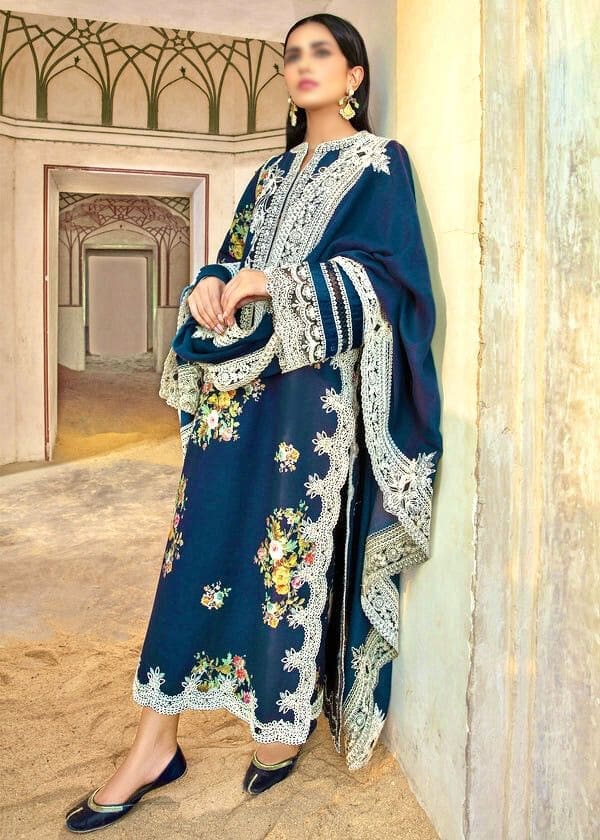 Crimson 3 Piece Embroidered Dhanak Suit Winter Collection 7201