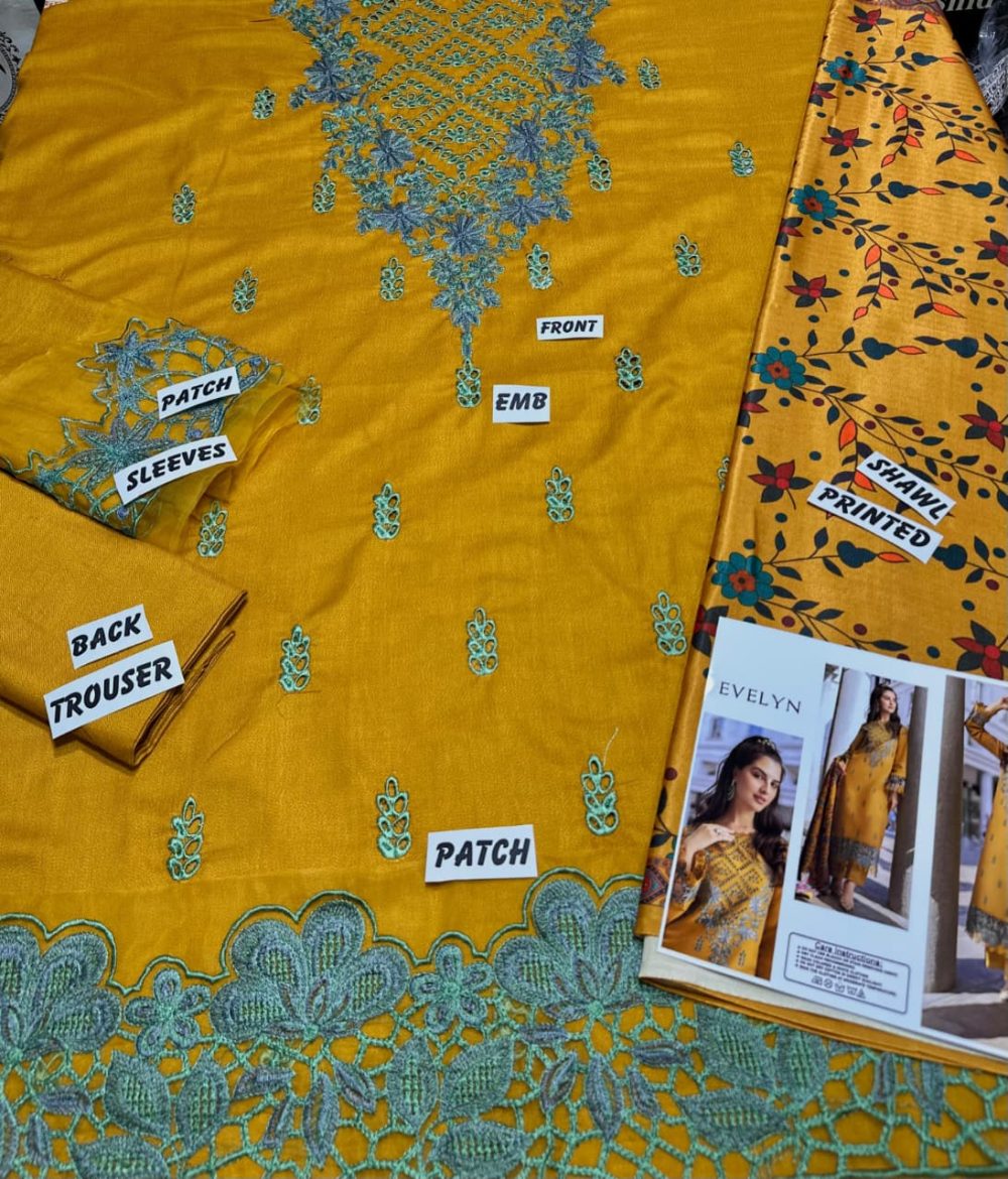 Evelyn Premium Dhanak 3 Piece Unstitched Winter Suit detail