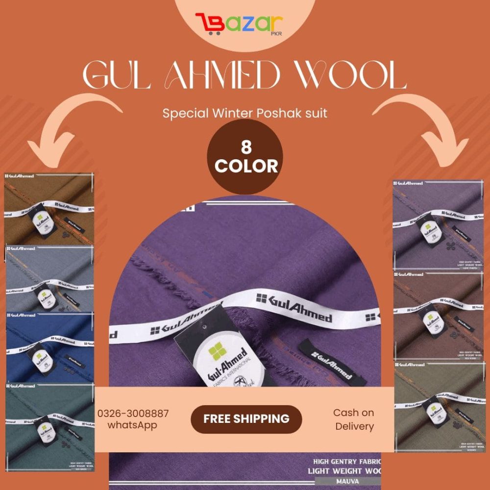 Gul Ahmed poshak Wool suit 8 colors Available at BazarPKR