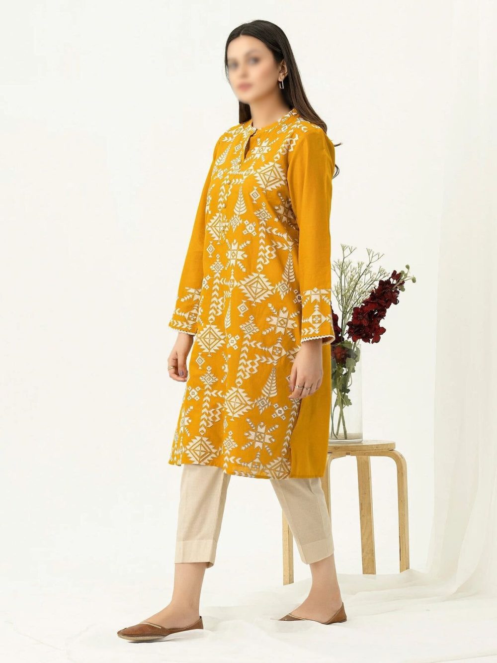 Unstitched Limelight 2pc Embroidered Dhanak Suit with Trouser