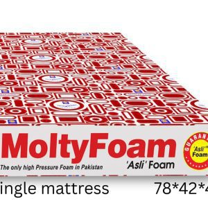 MoltyFoam single comfort mattress with printed design, available in 1 and 2 piece options.