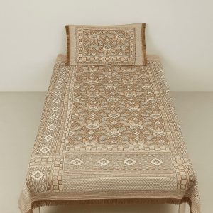Multani single bedsheet with pillow cover in brown floral design