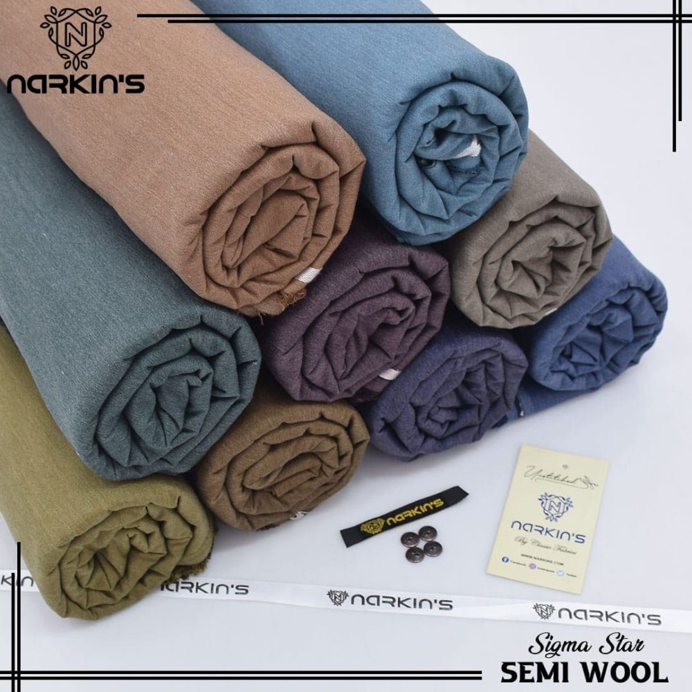 Men’s Unstitched Semi Wool Fabric 9-D Colors by Narkin’s