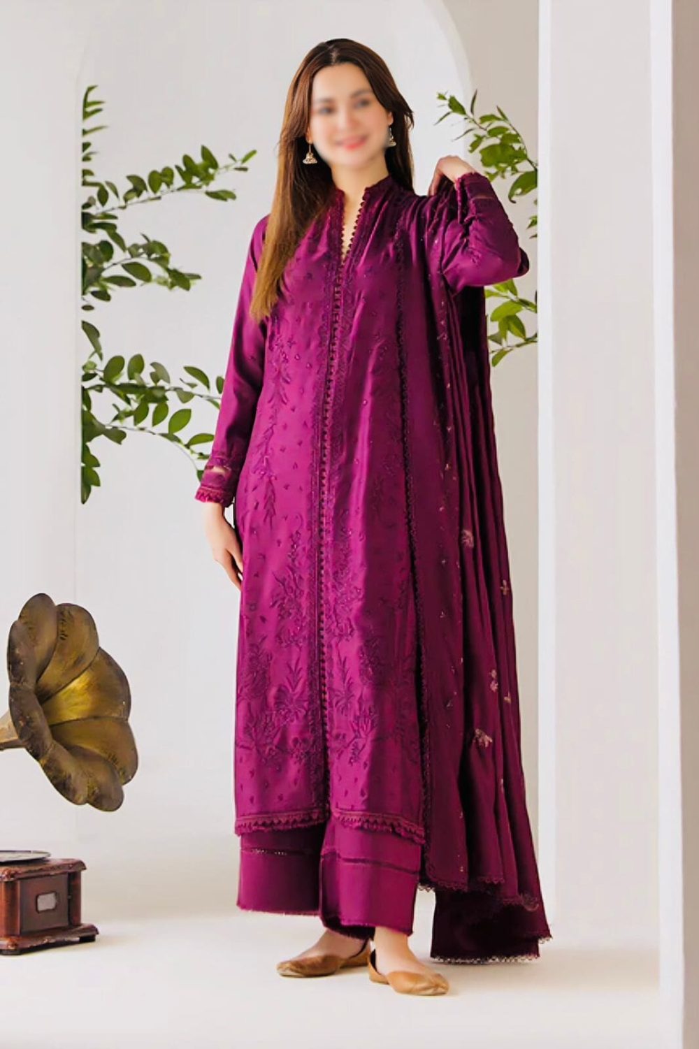 SOBIA NAZIR Winter Collection embroidered Dhanak suit D7186