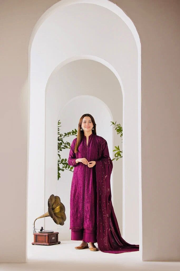 Sobia Nazir Unstitched 3 Piece Dhanak Embroidered – D7186 - Image 3