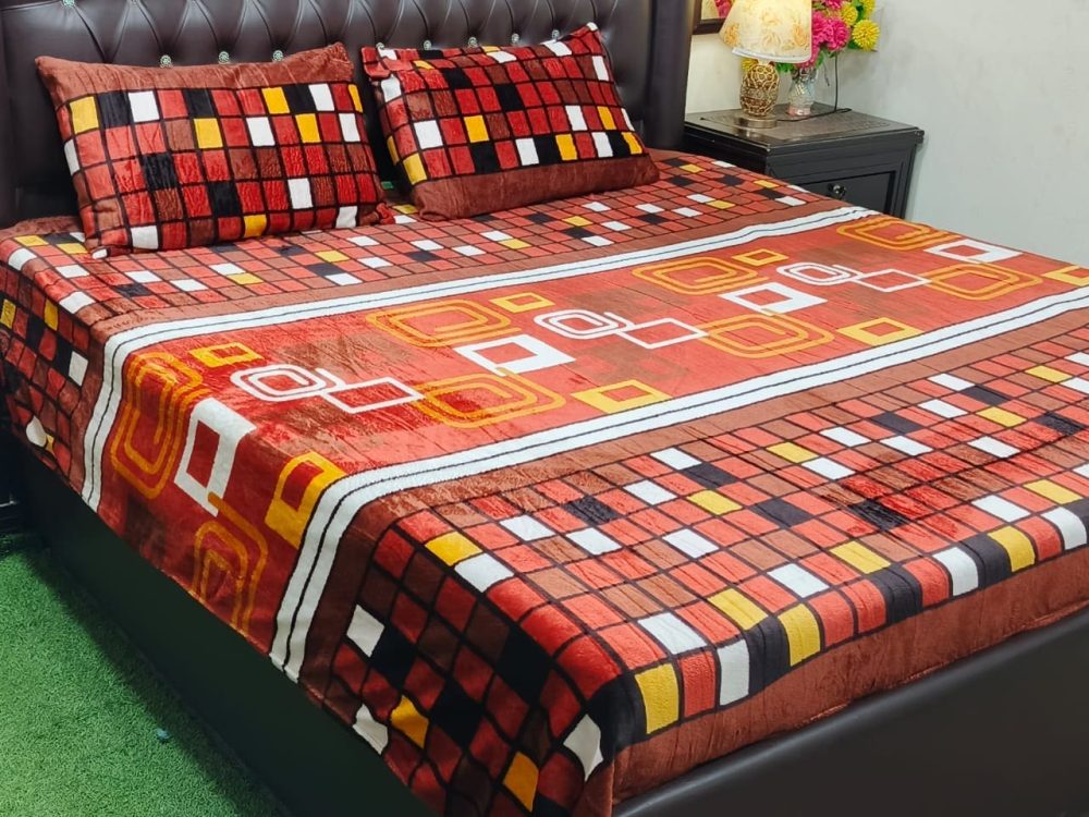 3 Piece Cozy Fleece Bedsheet – Geometric Style Collection 2025