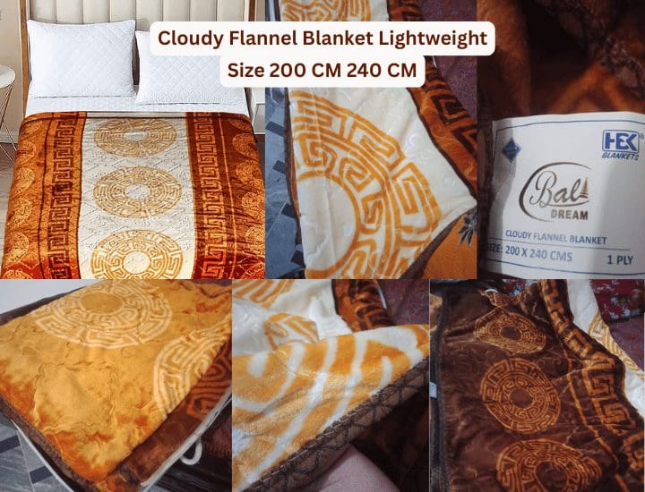 Cloudy Flannel 1-Ply Double Bed Blanket – Soft Golden Color (200×240 cm) - Image 4