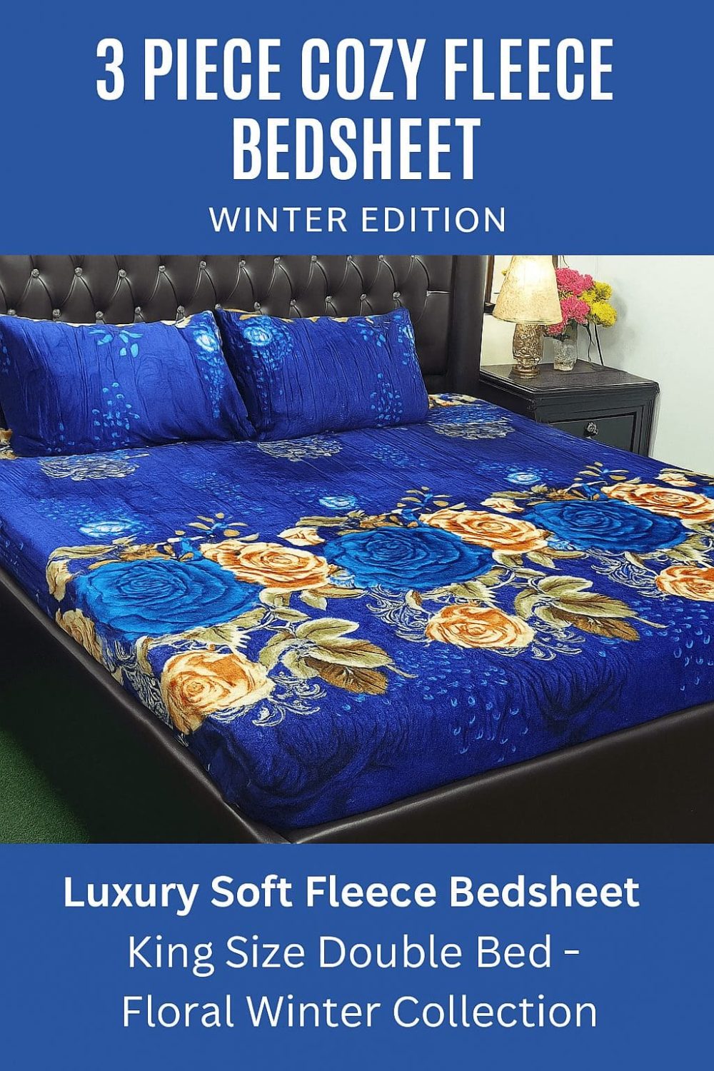 Double Bed Fleece Bedsheet – Premium Winter Edition 3 Piece Set
