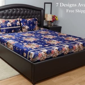 Floral Fleece 3 Piece King Size Double Bed Bedsheet – Winter Collection 2025, 7 Design