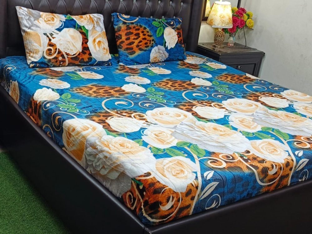 Fleece 3 Piece King Size Double Bed Bedsheet – Floral Winter Collection 2025 - Image 5