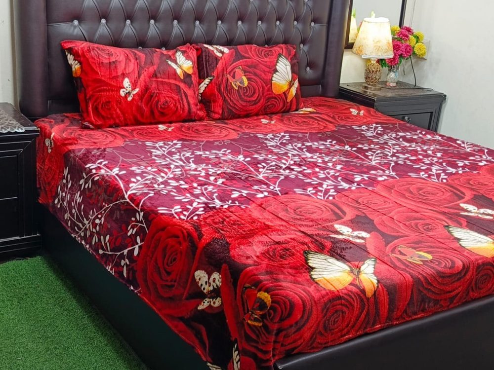 Fleece 3 Piece King Size Double Bed Bedsheet – Floral Winter Collection 2025 - Image 7