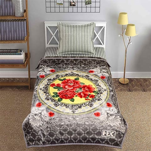 Burjjan 2-Ply Single Bed Blanket – Soft Warm Grey Color 160×220 cm 4.0 Kg