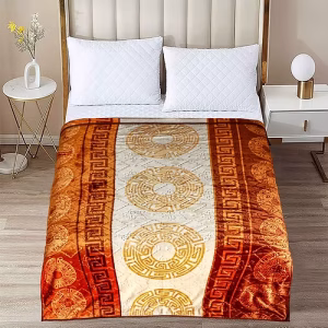 Cloudy Flannel 1-Ply Double Bed Blanket – Soft Golden Color 200×240 cm