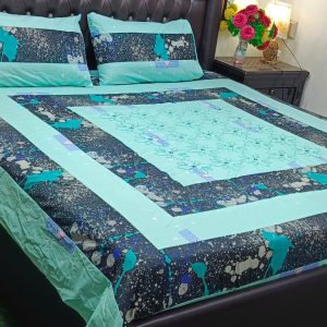 Ferozi Patch Work Cotton Satin Bedsheet