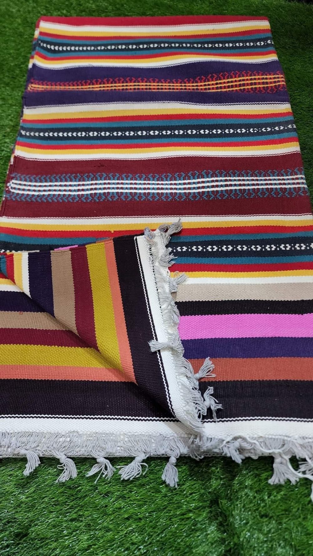 Handmade Cotton Floor Dari Set | Multi Color (2 Piece) - Image 2