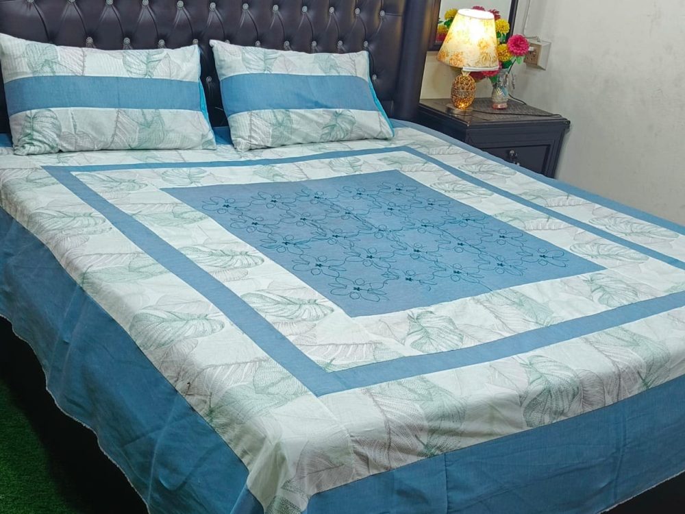 Light Blue Patch Work Bedsheet